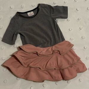 Hanna Andersson Girls 4T Ruffle Dress with Sparkly Gold Trim | 4T Party Dress